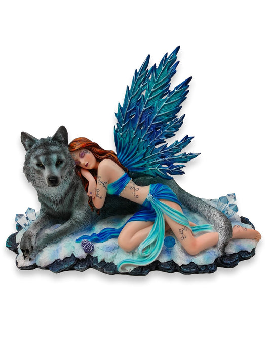 Sleeping Elf Lying on Her Wolf