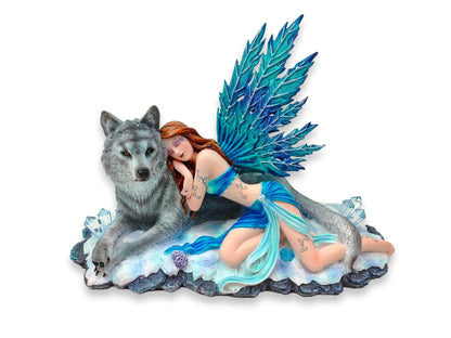 Sleeping Elf Lying on Her Wolf