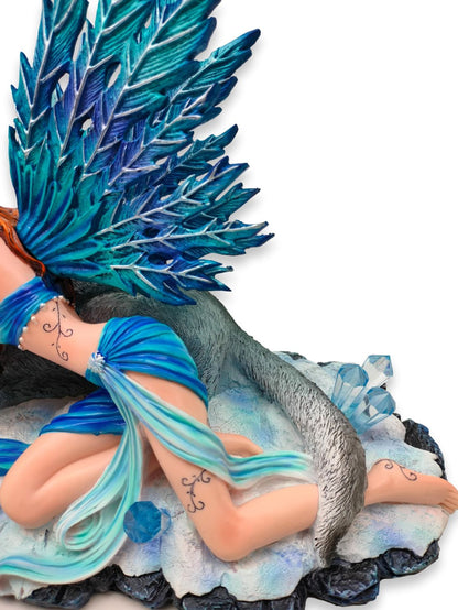 Sleeping Elf Lying on Her Wolf