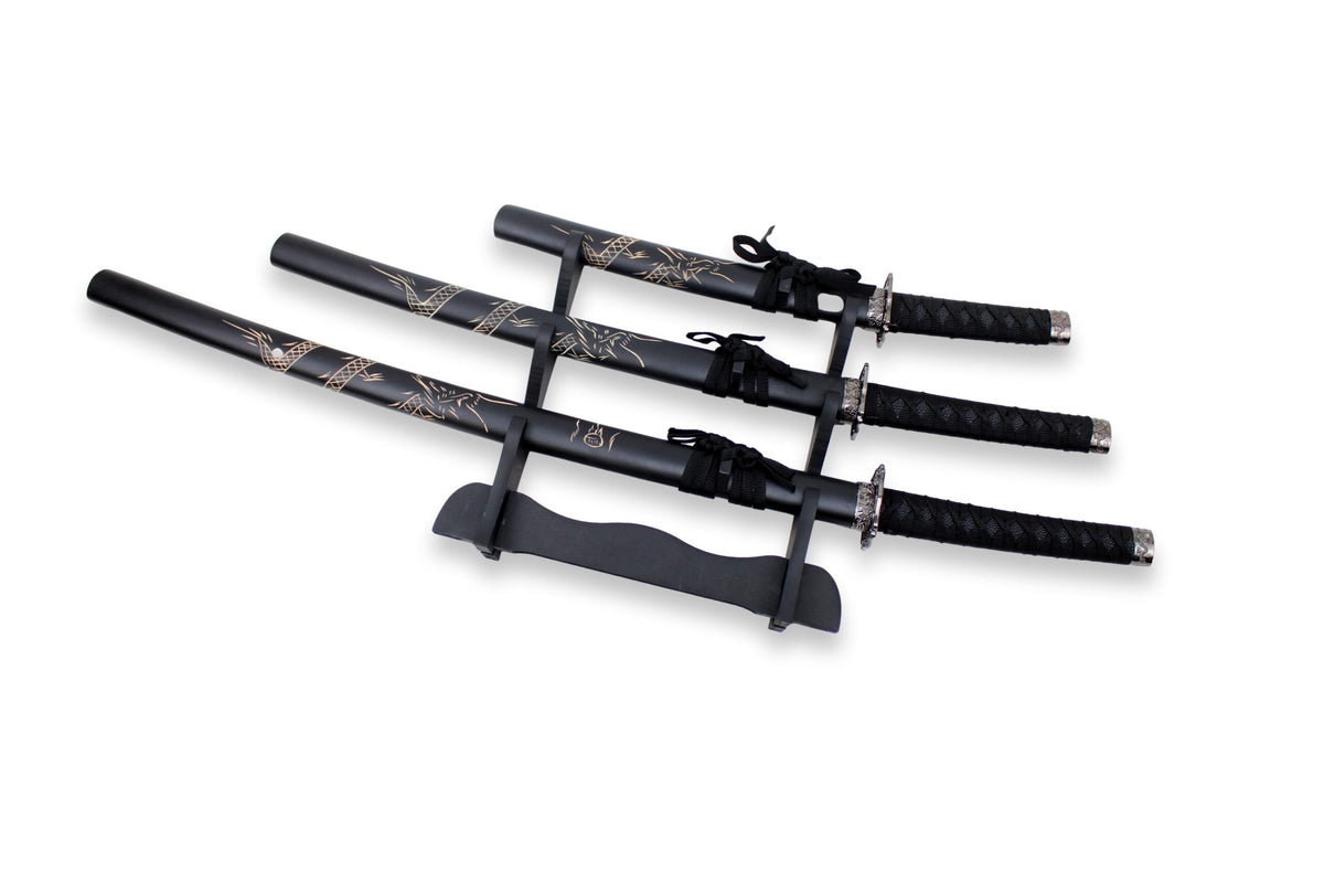 3-teiliges Samurai-Set „Dragon“ mit Gravur