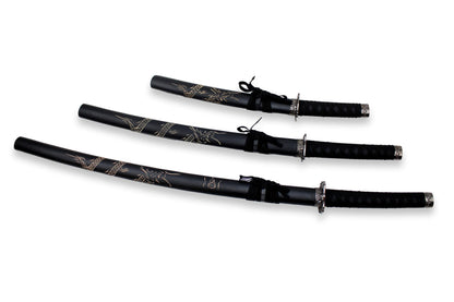 3-teiliges Samurai-Set „Dragon“ mit Gravur