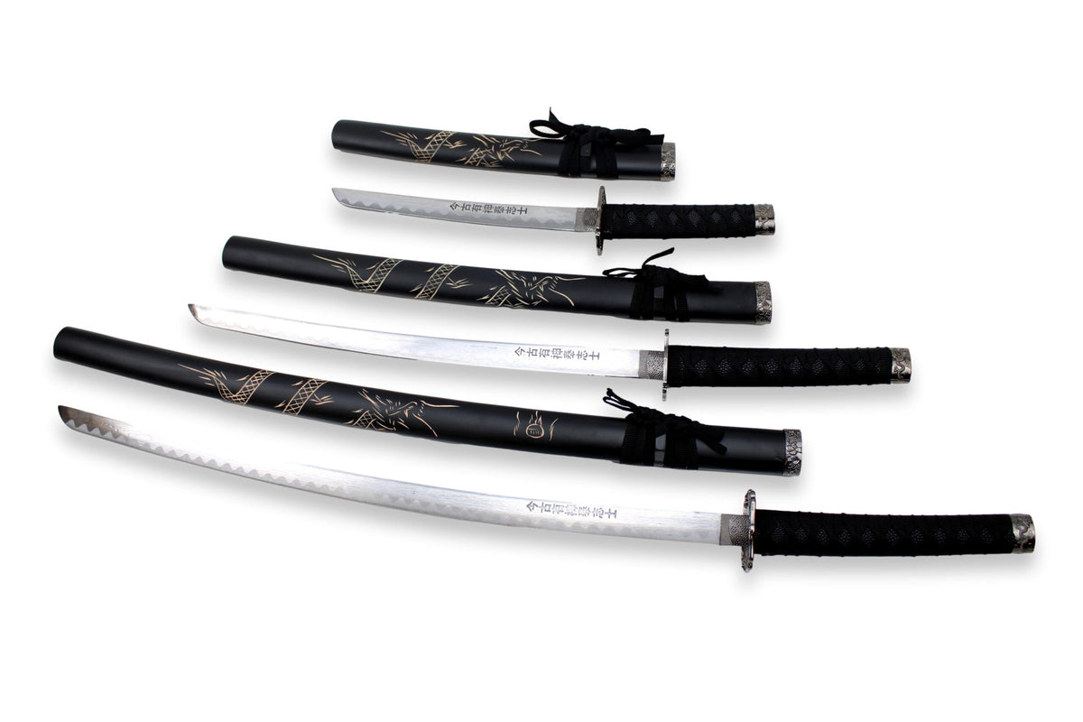 3-teiliges Samurai-Set „Dragon“ mit Gravur