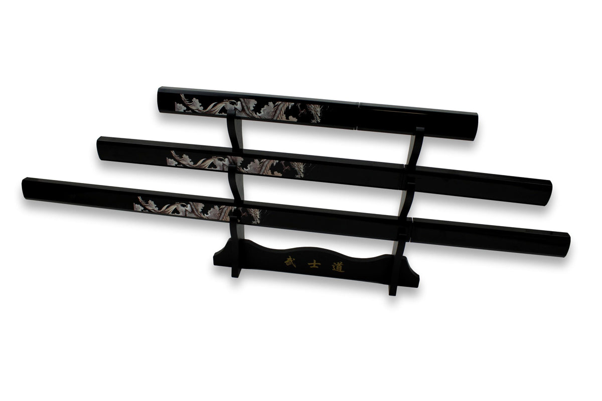 Ensemble de samouraï noir en 3 pièces avec motif de dragon