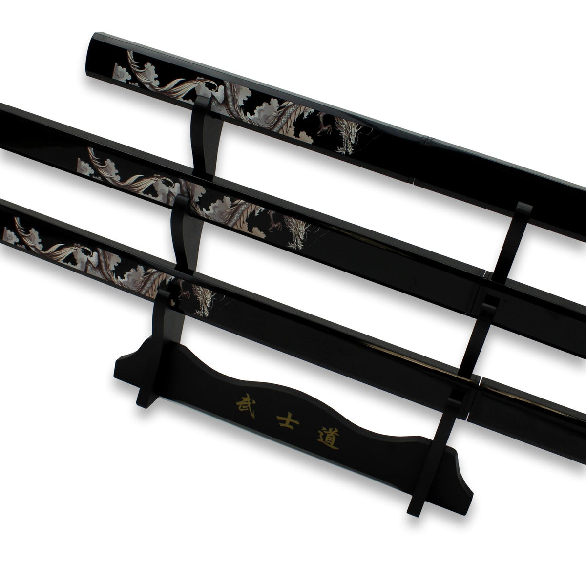 Ensemble de samouraï noir en 3 pièces avec motif de dragon