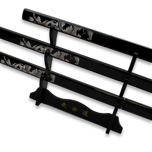Conjunto samurái negro de 3 piezas con motivo de dragones