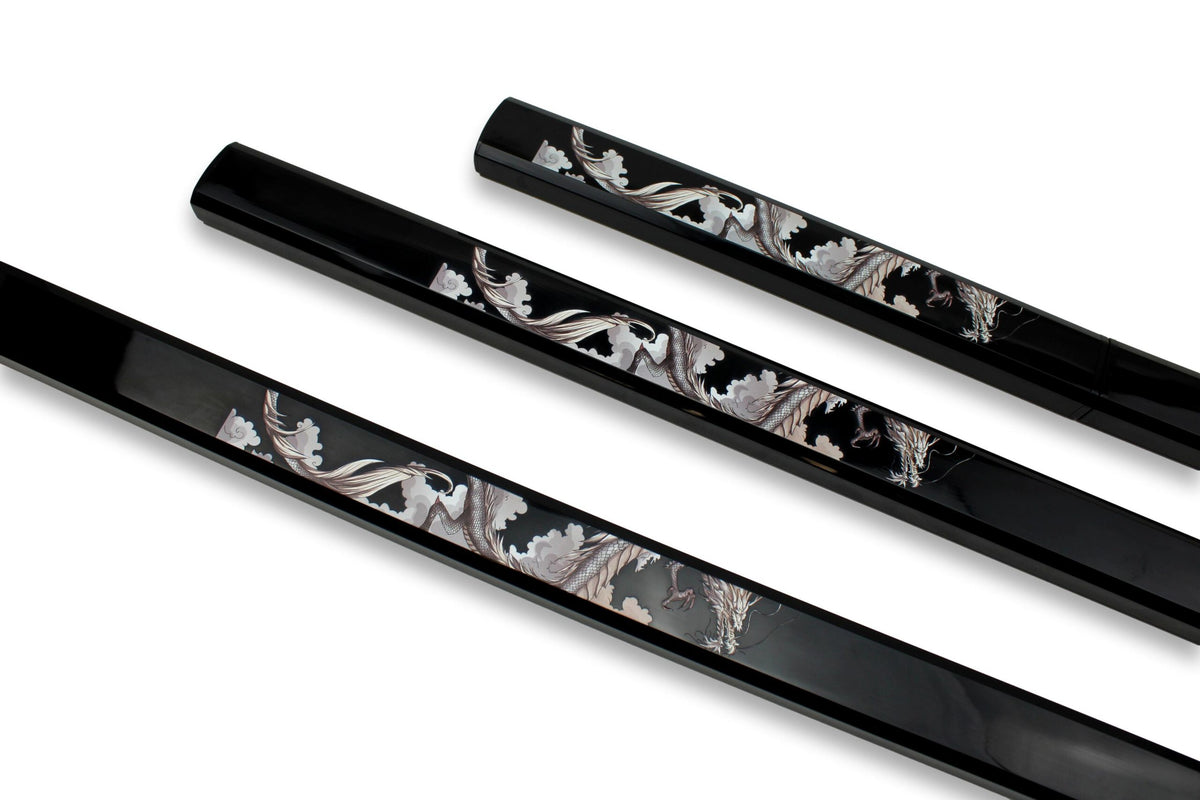 Ensemble de samouraï noir en 3 pièces avec motif de dragon