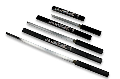 Ensemble de samouraï noir en 3 pièces avec motif de dragon