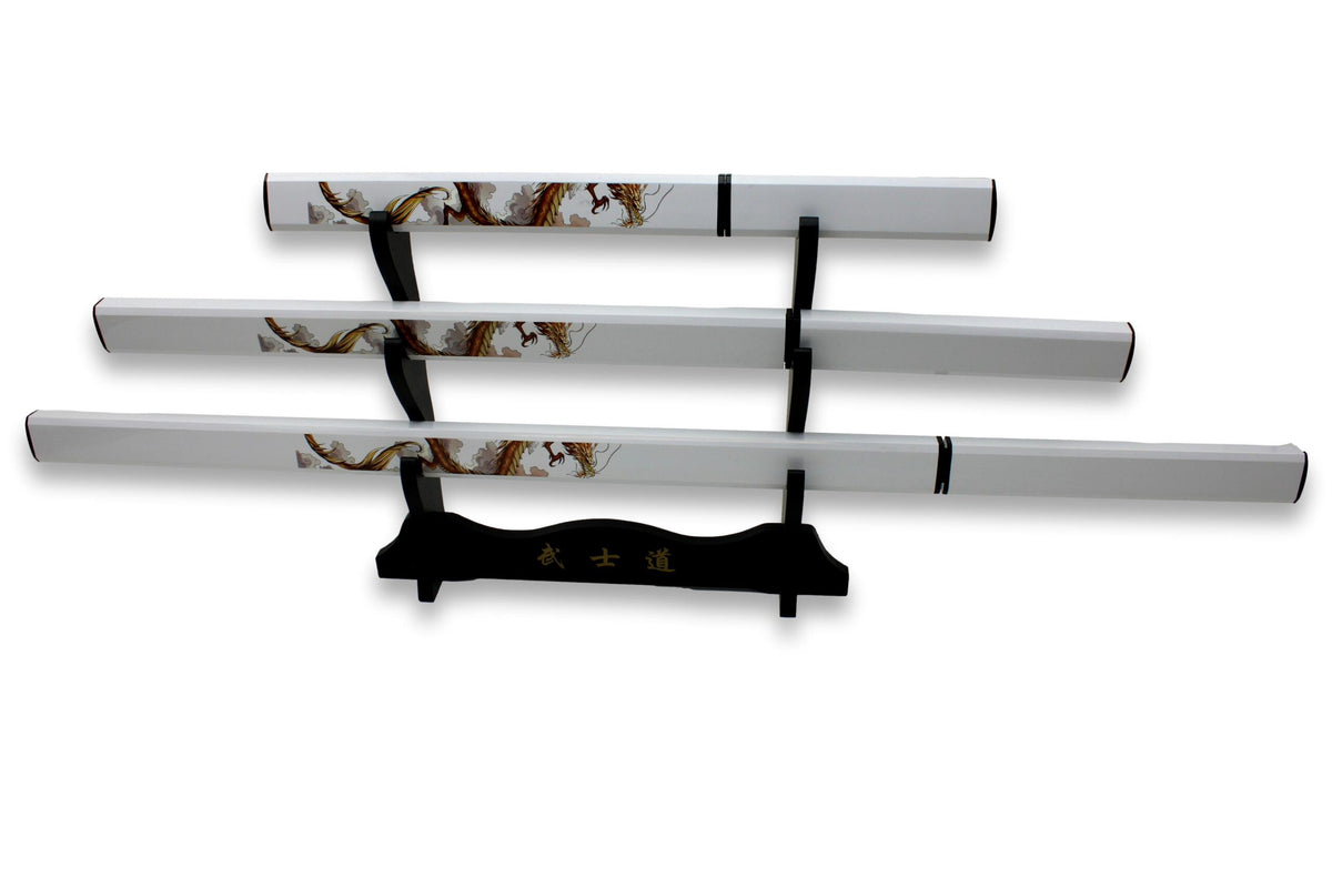 Ensemble de samouraï blanc 3 pièces avec motif de dragon