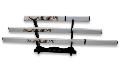 Ensemble de samouraï blanc 3 pièces avec motif de dragon