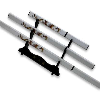 Ensemble de samouraï blanc 3 pièces avec motif de dragon