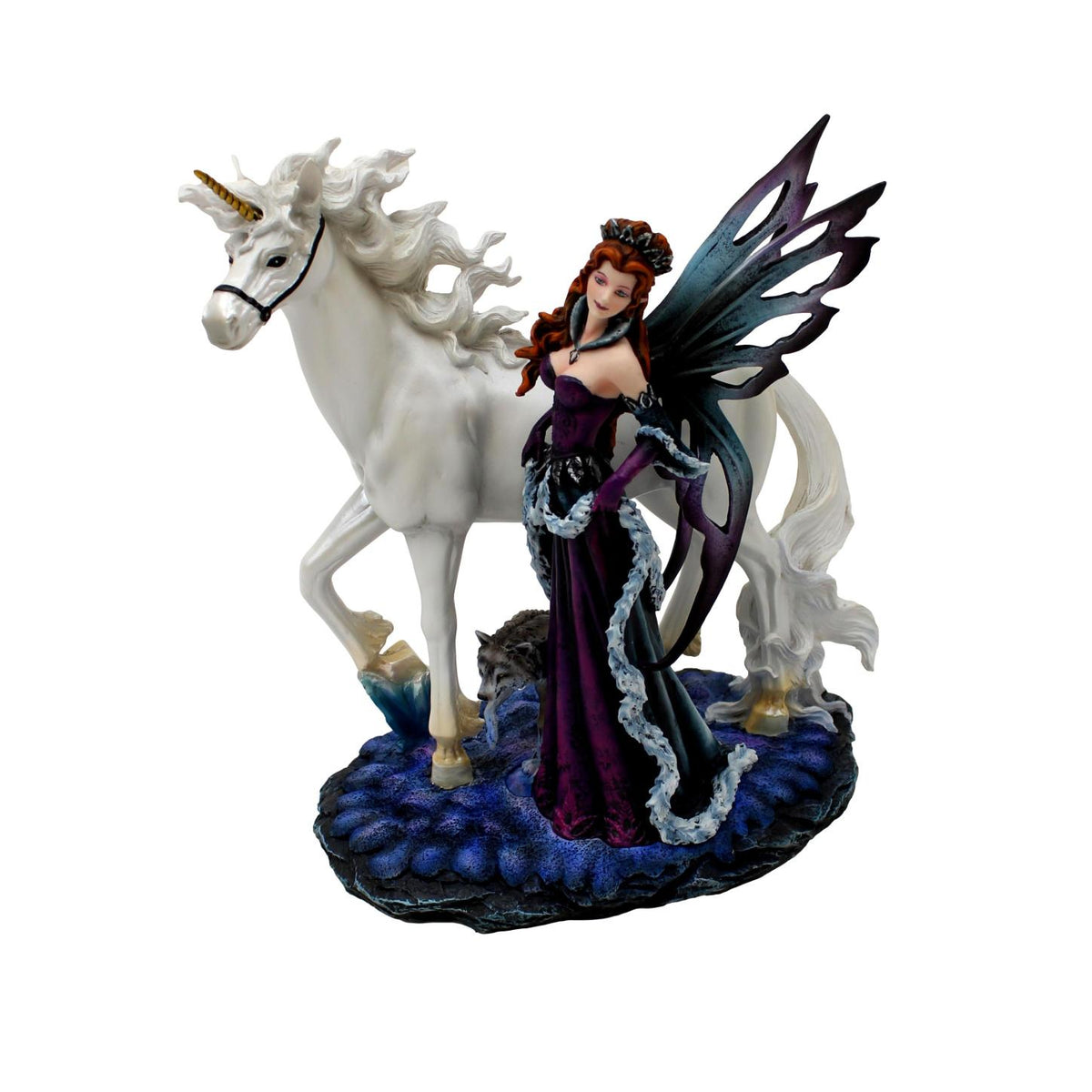 Elf Pura con unicorno e lupo